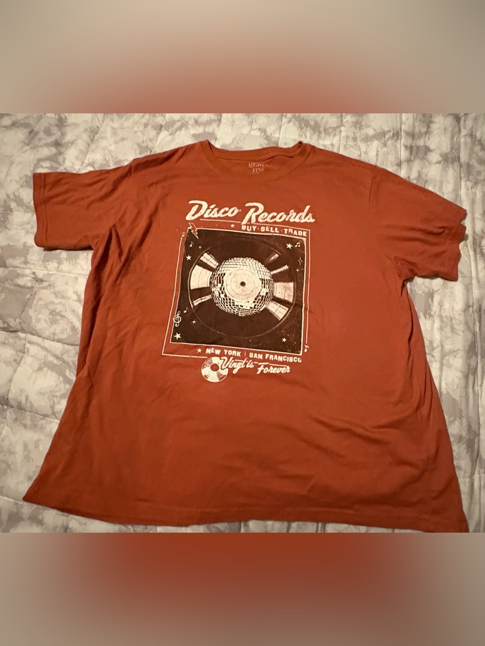 Mighty Fine Women's size xxl rust orange disco records top